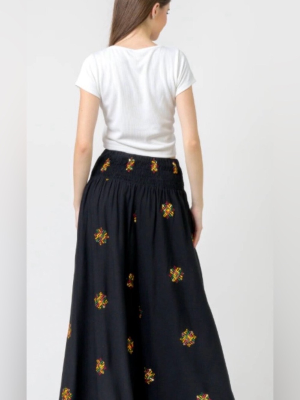 Rhea Charlotte Black Side Flap Viscose Pants With Sequin Embroidery Size S/M NWT - Picture 3 of 12